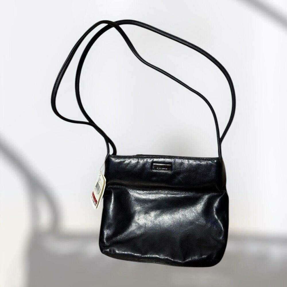 NWT ENZO ANGIOLINI Genuine Leather Black Shoulder Bag Sutton Place 11x8”